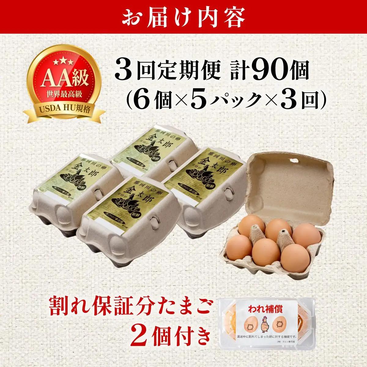 寄附額改定↓ ＜定期便・全3回＞鮮度AA級の世界最高ランク！金太郎卵 平飼い たまご 30個（6個×5パック）