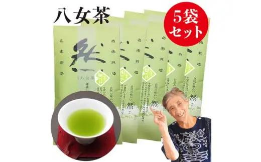 自社製造の深蒸しの八女茶！綺麗な「然」パッケージ！樹の抄（いつきのしょう）80g入り5袋セット　008-017