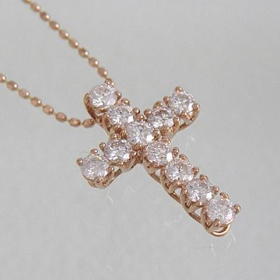 ふるさと納税 南アルプス市 ejブランド『ロマネスク』クロスネックレス K18PG/ダイヤモンド0.50ct