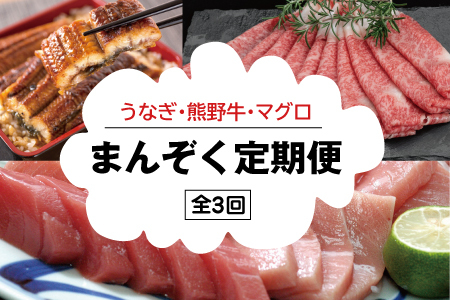 ☆レビューキャンペーン開催中☆ 本まぐろ まぐろ うなぎ 鰻 肉 牛肉 和牛 人気 冷凍 / 【ふるさと納税】【3か月定期便】まんぞく定期便！うなぎ･高級和牛･マグロ　人気返礼品を3回お届け♪【tkb104】