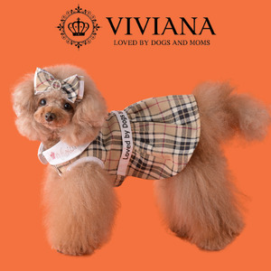 ドッグウェア「VIVIANA」チェックワンピース（Brown）