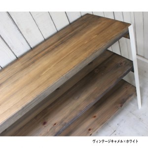 【ヴィンテージブラウン】アンティーク風 無垢材 アイアン オープンラック 3段＜Dea-Sirio＞ ラック