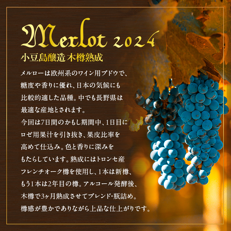 島醸造 木樽熟成メルロー 2024 720ml 小豆島醸造 赤ワイン 日本ワイン 化粧箱入り お酒 酒 ワイン 熟成 贈り物 ギフト 国産 香川 香川県 土庄 土庄町