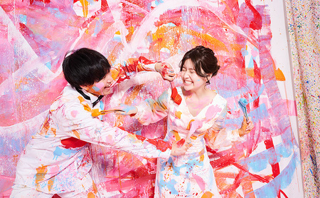 ウォールペイントフォト 写真撮影 ペイントフォト 体験 アート 絵の具 ウォールペイント 非日常 記念日 大田区 東京都