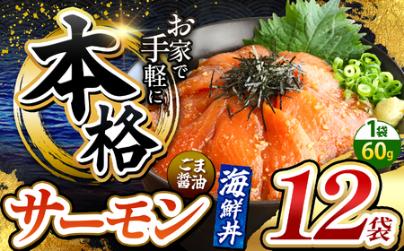 本格！ ごま醤油 海鮮丼 サーモン 12袋 | 熊本県 和水町 くまもと なごみ 魚 海鮮 肥後 海鮮丼 スライス 冷凍 漬け さかな 漬け丼 小分け 数量限定 人気 熊本県 熊本