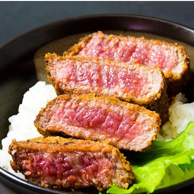 ふるさと納税 阿蘇市 ヘルシーな赤身を味わえる くまもとあか牛の牛カツ100g×4 (4人前)特製だし醤油付き |  | 01