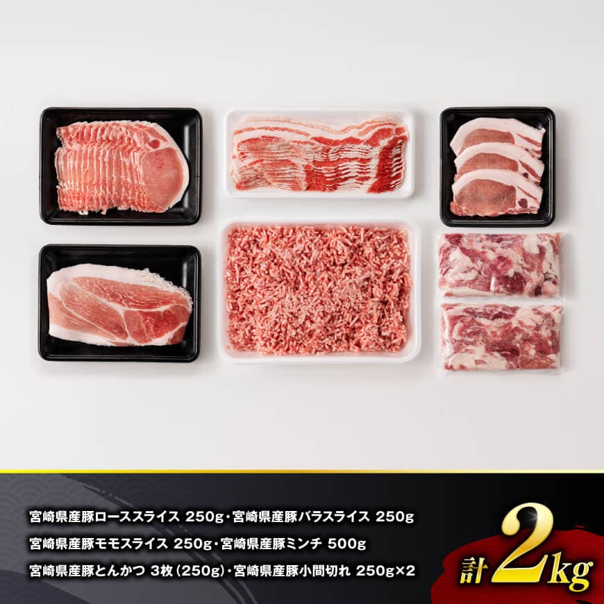 【令和7年10月発送】宮崎県産豚肉6種得々セット2kg 【 肉 豚肉 生姜焼き とんかつ ハンバーグ 】[C11124r710] 令和7年10月発送