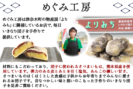 めぐみ工房 いきなり団子 20個 つぶあん こしあん 白あん 《60日以内に出荷予定(土日祝除く)》熊本県 葦北郡 津奈木町 お菓子 スイーツ お茶菓子 お茶請け 冷めてもおいしい さつまいも 芋 餡