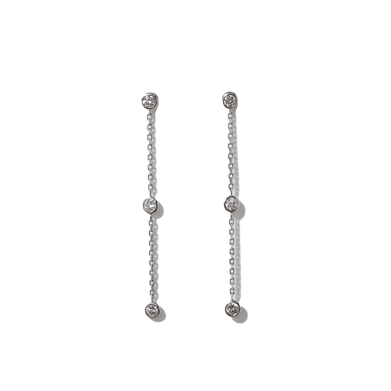 プラチナ 0.30ct 覆輪チェーンピアス　BQ-167