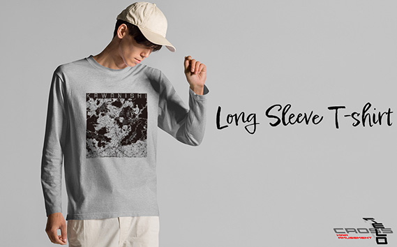 【川西】地図柄ロングスリーブTシャツ（ヘザーグレー）Sサイズ KWNN130