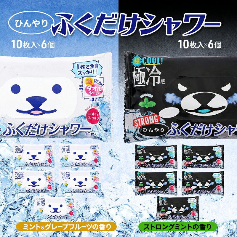 【ふるさと納税】ひんやりふくだけシャワー＆ひんやりふくだけシャワーストロング12個セット 夏 暑さ対策 冷感 爽快感 冷涼感 汗臭 加齢臭 消臭 除菌効果 冷感シート ミント 節電 節電対策 東京都 墨田区