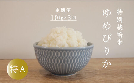 【定期便】特別栽培米ゆめぴりか 10kg×3回 北海道当麻町 舟山農産 減農薬 低農薬【AB-018】