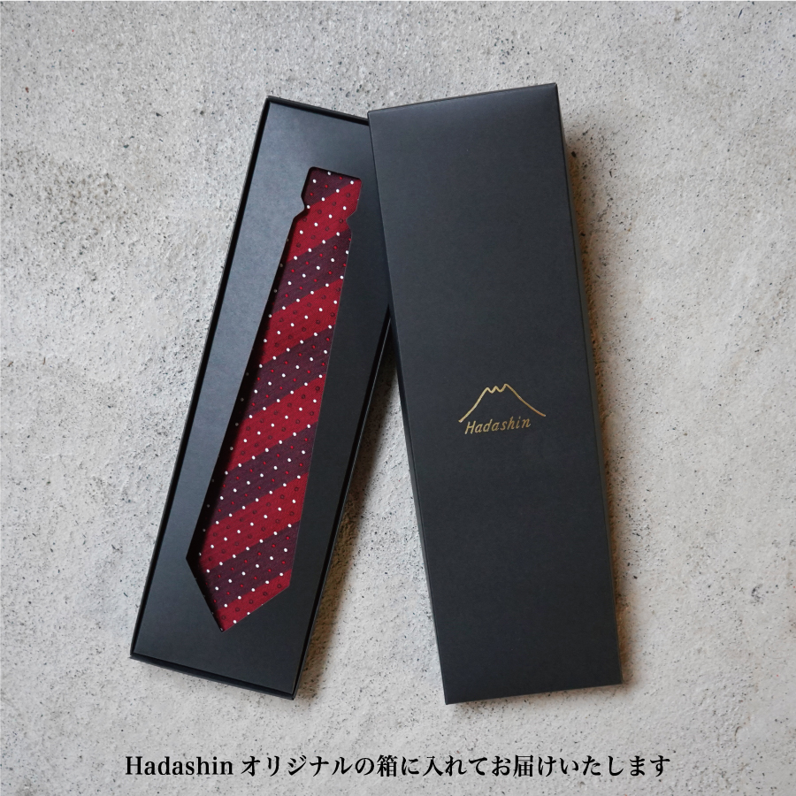 【Hadashin】トップ糸ネクタイ 201　大剣幅7cm（ワイン）