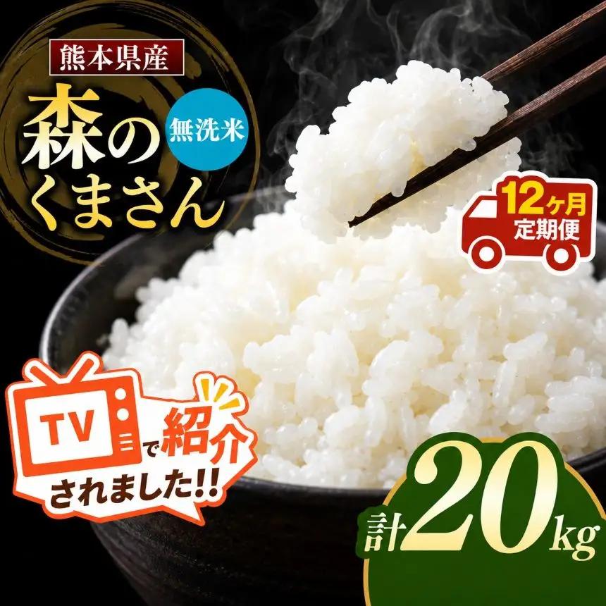 【定期便12回】令和7年産 熊本県産 森のくまさん 無洗米 20kg こめ 米
