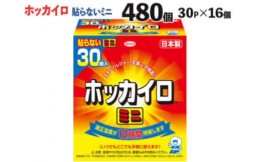 480個　ホッカイロ　貼らない　ミニ　30P×16個 ※離島への配送不可 ※着日指定不可 | カイロ 480枚 ミニサイズ 貼らない 大容量 使い捨て 防寒 寒さ対策 冷房冷え  冷え対策 スポーツ観戦 防災 通勤 通学 腰 背中 ご家庭用 ギフト 贈答 贈り物 プレゼント お中元 お歳暮 茨城県 古河市 _DJ04
