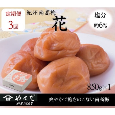 【3ヵ月毎定期便】紀州南高梅「花」塩分約6%(850g)全3回