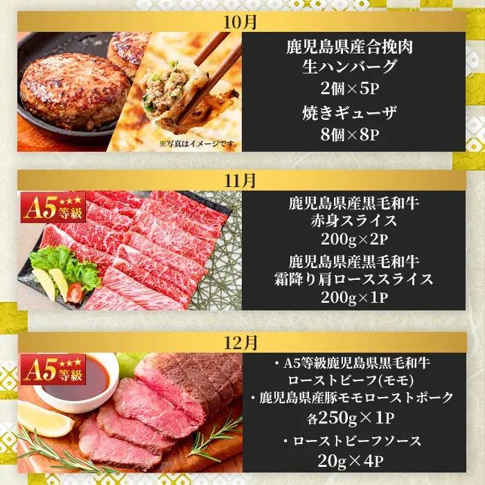 No.754 ＜定期便・全12回(連続)＞お楽しみ！大人気の返礼品定期便(全12回・ステーキ、ハンバーグ、ローストビーフなど)牛肉 黒毛和牛 スライス すき焼き しゃぶしゃぶ 焼肉 BBQ キャンプ 
