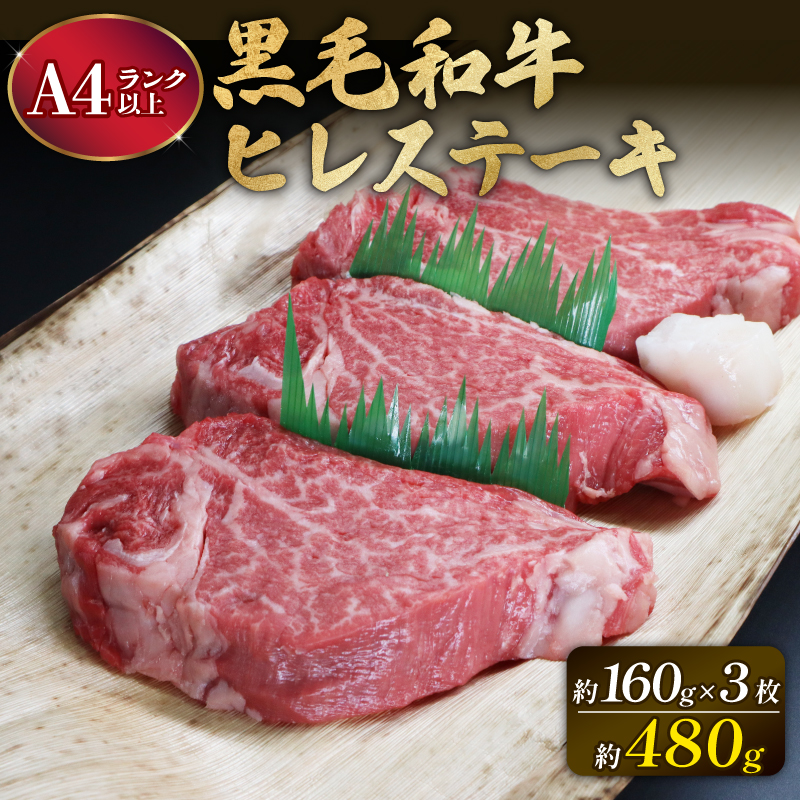ヒレ ステーキ 大和牛 約480g 160g×3枚 ヒレ ひれ ヒレステーキ 冷蔵 赤身 黒毛和牛 ステーキ ヒレ肉 ヒレ ステーキ すてーき 人気 おすすめ お肉 肉 牛肉 hire 焼肉 BBQ 奈良県 奈良市 大和牛専門店はじめ