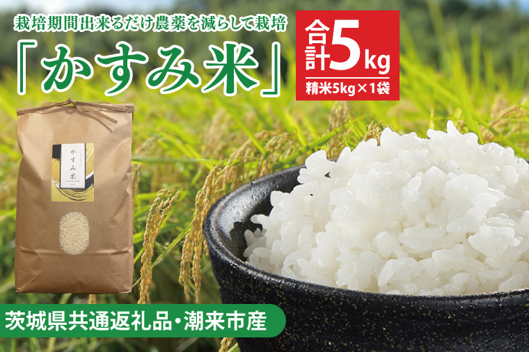 
            【先行予約】【茨城県共通返礼品・潮来市産】【先行予約】令和7年産新米 栽培期間出来るだけ農薬を減らして作る「かすみ米」（コシヒカリ）精米5kg 【減農薬 こしひかり米 白米 おこめ 安心 安全 健康】（KBE-107）
          
