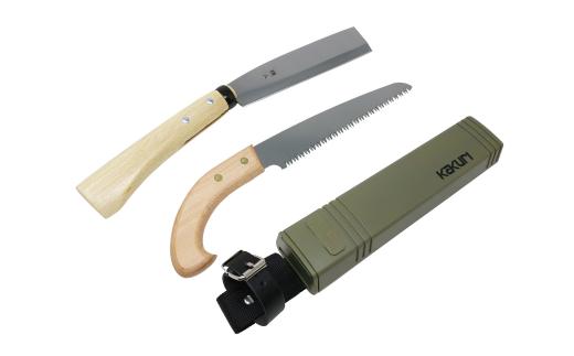 [KAKURI] ナタとノコ サヤ（鞘）付 鉈 のこぎり 薪割り キャンプ用品 アウトドア用品 【019S028】