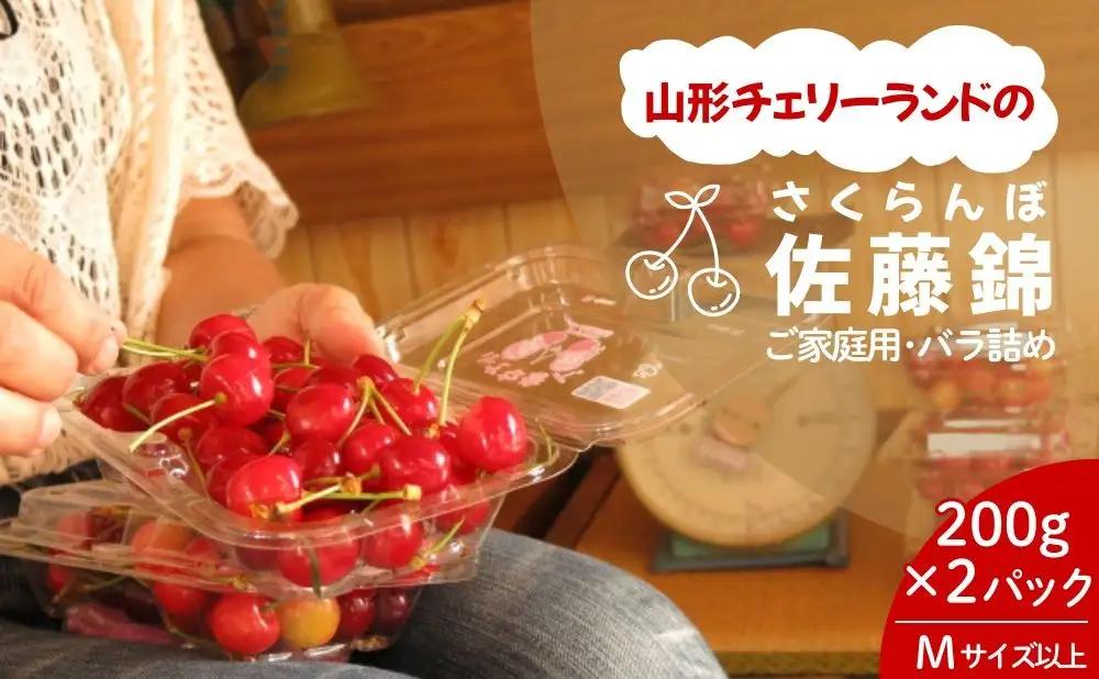 山形チェリーランドのさくらんぼ（佐藤錦）２００ｇ×２パック　ご家庭用　0075-2601