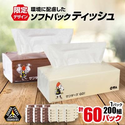 ふるさと納税 太田市 群馬クレインサンダーズ応援ソフトパックティッシュ 400枚(200組)×60パック
