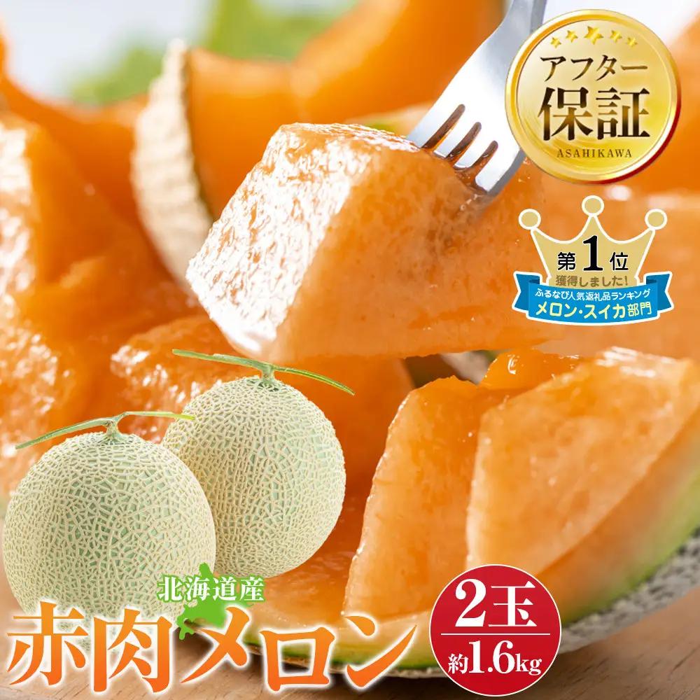 【ふるなびWEEK対象】高評価 北海道産赤肉メロン約1.6kg×2玉（2026年7月中旬から発送開始）| メロン _02061