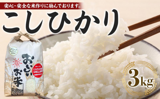 先行予約 【令和8年産 新米】 こしひかり 3kg（農薬・化学肥料不使用）【米 こめ お米 白米 精米 ブランド米 ご飯 人気 徳島 】