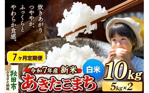 《令和7年産 新米先行受付》《定期便7ヶ月》 米 あきたこまち 10kg（5kg×2袋） 【白米】 秋田県産
