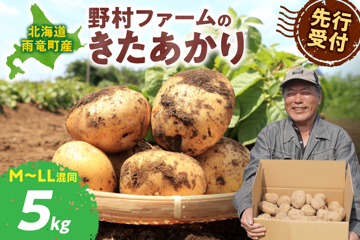 【先行予約】2026年9月下旬発送 北海道産 じゃがいも きたあかり 5kg 別名「栗じゃが」 甘くておいしい ジャガイモ 芋 いも 秋野菜 季節の野菜 直送農場 北海道雨竜町産 サイズ混同 野菜 U