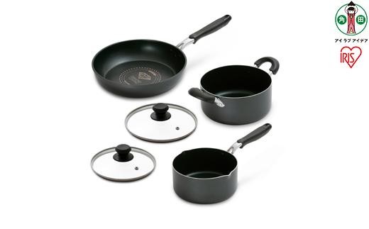 
ダイヤモンドコートフライパン・なべ　５点セットDCI-FP5Sブラック
