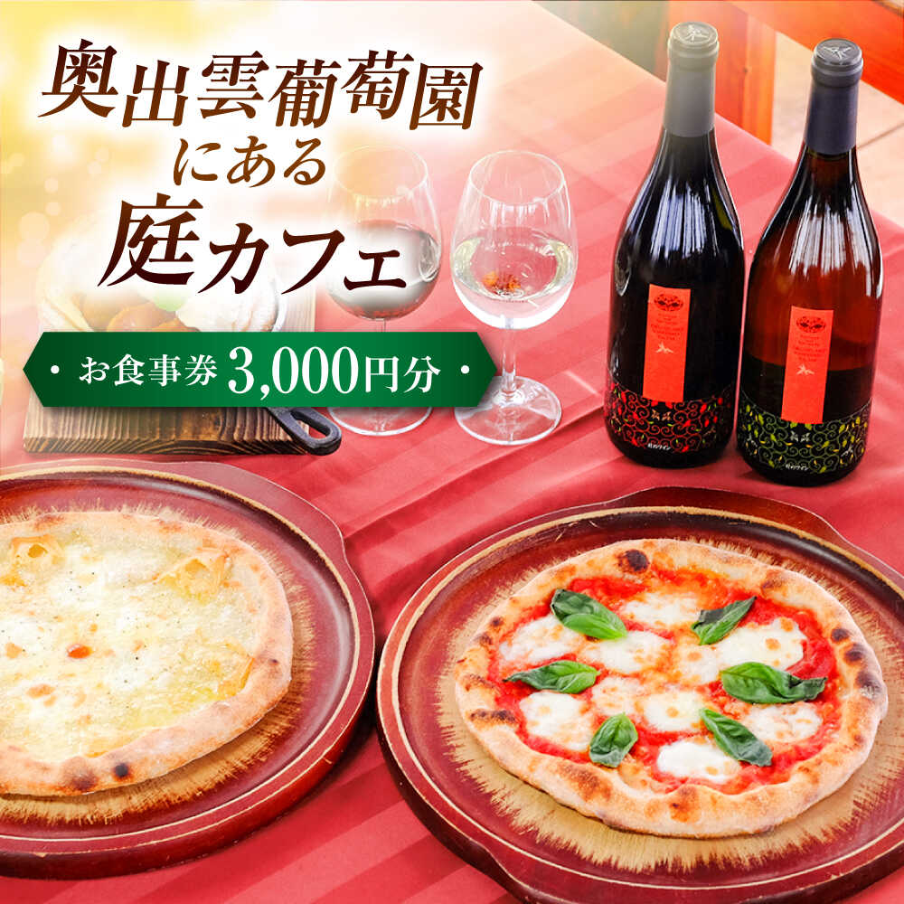 【ふるさと納税】ワイン 奥出雲葡萄園 庭カフェお食事券3,000円 チケット カフェ チケット 利用券 ギフト プレゼント グルメ 食事 レストラン ランチ おしゃれ 人気店 家族 旅行 記念日 地元食材 ワイナリー 島根県雲南市/有限会社奥出雲葡萄園[AICS075]