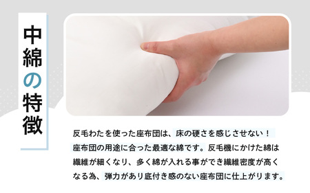 床の硬さを感じにくい「反毛わた」 座布団（八端判59cm×63cm）5枚組【フクレハイウェイ】【グリーン】 [B-20413_01]