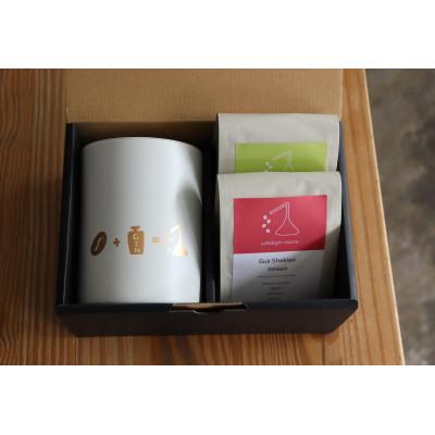 ふるさと納税 藤沢市 焙煎士おすすめコーヒー豆2種(豆・150g×2) &amp; オリジナルキャニスター(白)