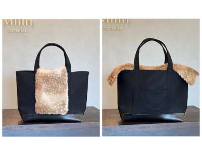 エコファーバッグカバー　バンビ柄ベージュL【cbm09】