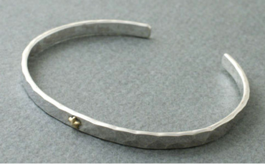 シルバー950バングルブレスレットK18スター付きメンズサイズ[№5787-0518]