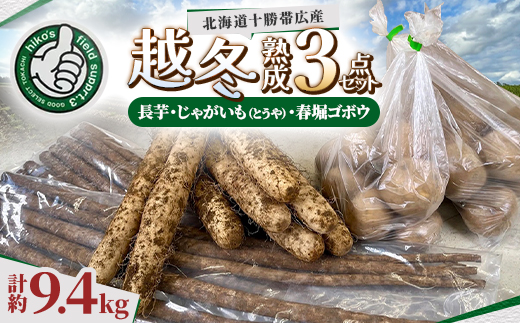 
                  ＜越冬熟成3点セット＞長芋・じゃがいも(とうや)・春堀ゴボウ　計約9.4kg 北海道十勝帯広産【1611024】
                