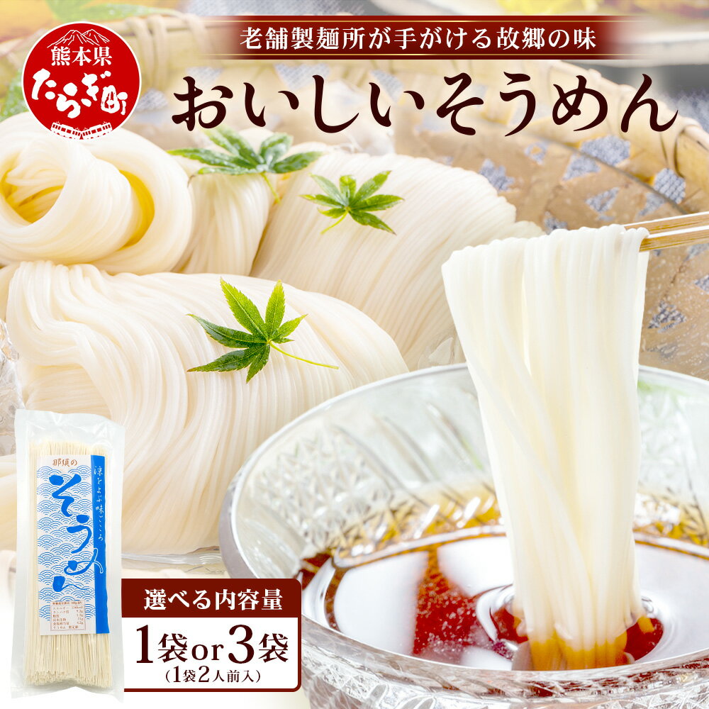 【ふるさと納税】那須の おいしい そうめん 2人前×1袋（165g）【 クリックポストでお届け】 涼 麺 冷やし ソーメン 夏 さっぱり 手軽 ランチ 便利 保存食 常温保存 昼食 夕食 夜食 1000円 スーパーセール お買い物マラソン ふるさと納税 熊本県 多良木町