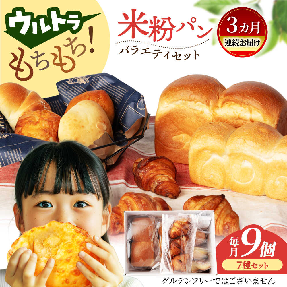 【ふるさと納税】【3回定期便】ウルトラもちもち米粉パン セット9個×3=総計27個【米粉パン専門店・cafeまごころ米て】国産 食パン 惣菜パン 菓子パン [MDH010]
