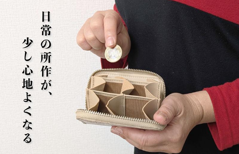板谷革工房 本革小銭入れ「整然の手仕事」〈6仕切り・小銭整理〉（ベージュ） 030D277