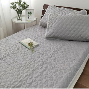 ＜ダブル＞艶やかリネン100%敷パッド(140×205cm)グレー LIN-3W-GY