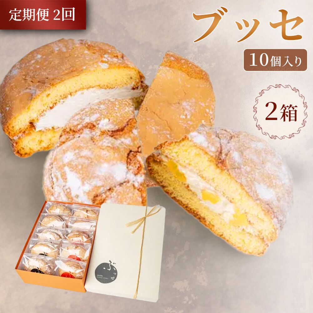 《定期便2ヶ月》【弘前グランメルシー】ブッセ 10個入（りんごチーズ 5個、塩バタークリーム 5個）2箱 青森県 焼き菓子 スイーツ 青森県産りんご デザート [贈り物 ギフト プレゼント 母の日 記念日 引き出物 ふわふわ 濃厚クリーム 冷蔵]