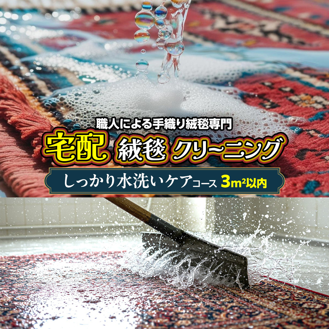 宅配 絨毯 クリーニング チケット │ しっかり水洗いケアコース（3平米以内）約150cm×200cm 宅配 クリーニング 洗濯 洗浄 清潔 じゅうたん ラグ カーペット 丸洗い マット ニオイ対策 