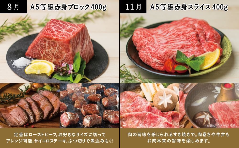 【定期便 全4回】A5等級 鹿児島県産 黒毛和牛赤身定期便 赤身定期便 赤身肉 ヘルシー ステーキ すき焼き しゃぶしゃぶ 焼肉 ローストビーフ ブロック お肉 国産 牛肉  カミチク 南さつま市