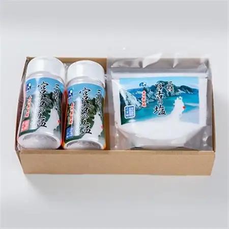 三陸宮古の塩　あら粒(ボトル・袋)各80g×各1　こま粒(ボトル・袋)各100g×各1　計4個セット_調味料 塩  しお_【1520399】
