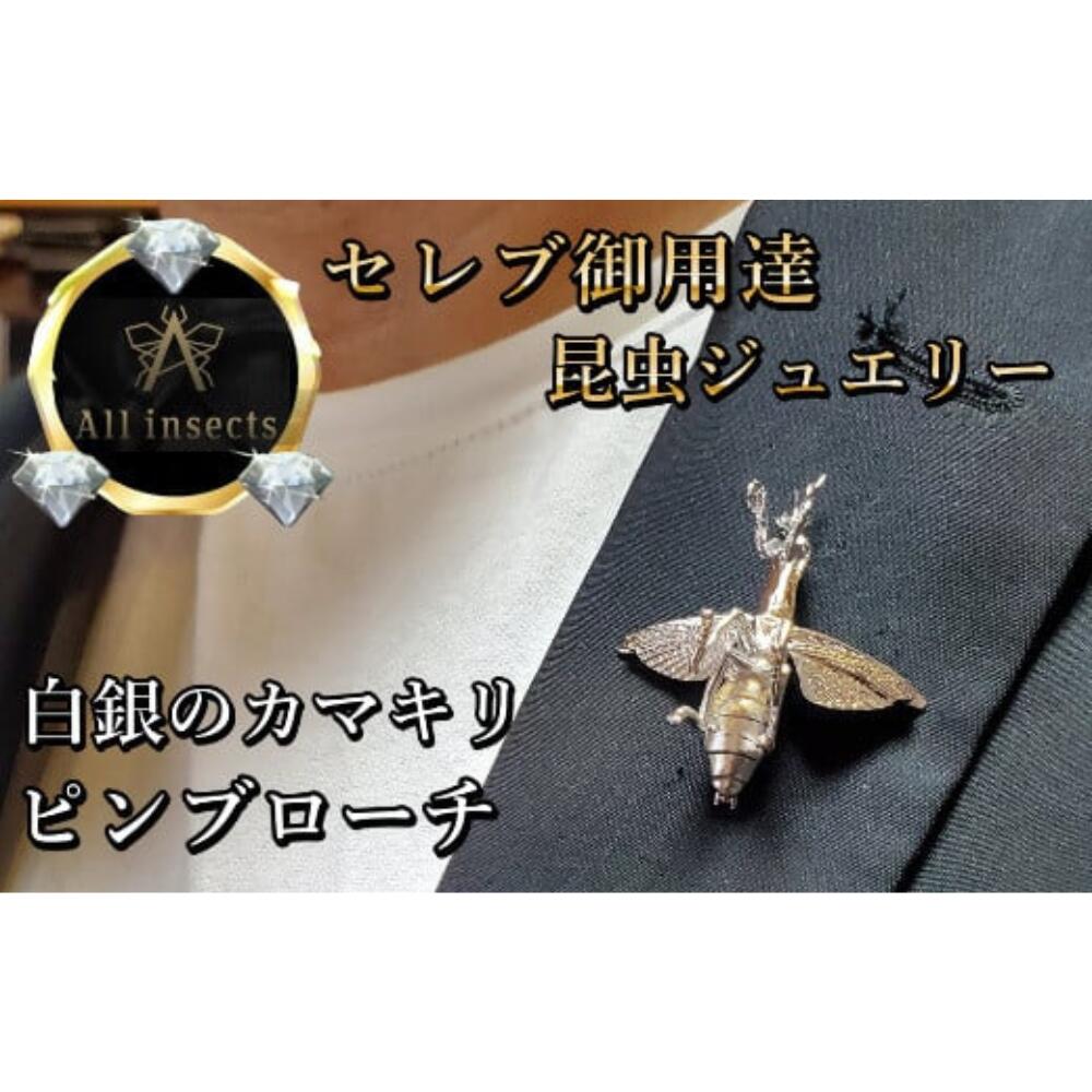 【ふるさと納税】カマキリピンブローチ　シルバーカラー　All insects　【セレブ御用達】【世界50個限定】山梨県 甲斐市 CB-28
