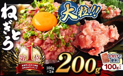 ねぎとろ 200g（100g×2袋） 100g パック お試しサイズ 関東限定発送 簡易包装 | 清幸丸水産 スピード発送 おためし 大人気 手巻き寿司 海鮮丼 マグロのユッケ まぐろ 海鮮 小分け 千葉県 君津市