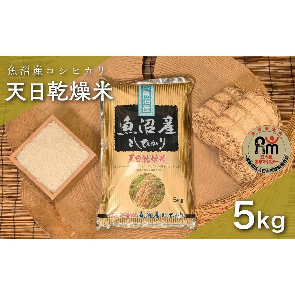 【新米】令和７年産「五つ星お米マイスター」厳選　天日干し魚沼産コシヒカリ　精米５kg