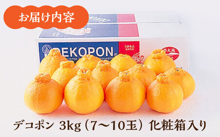 【先行予約】デコポン 3kg （7～10玉）化粧箱入り【鹿本農業協同組合】でこぽん 熊本県産 国産デコポン 柑橘 [ZAG006]