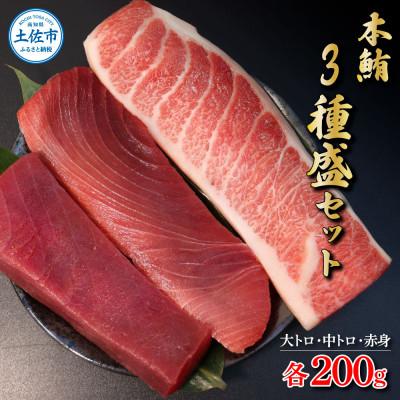 ふるさと納税 土佐市 本鮪　大トロ・中トロ・赤身　各200g　まぐろ3種盛セット